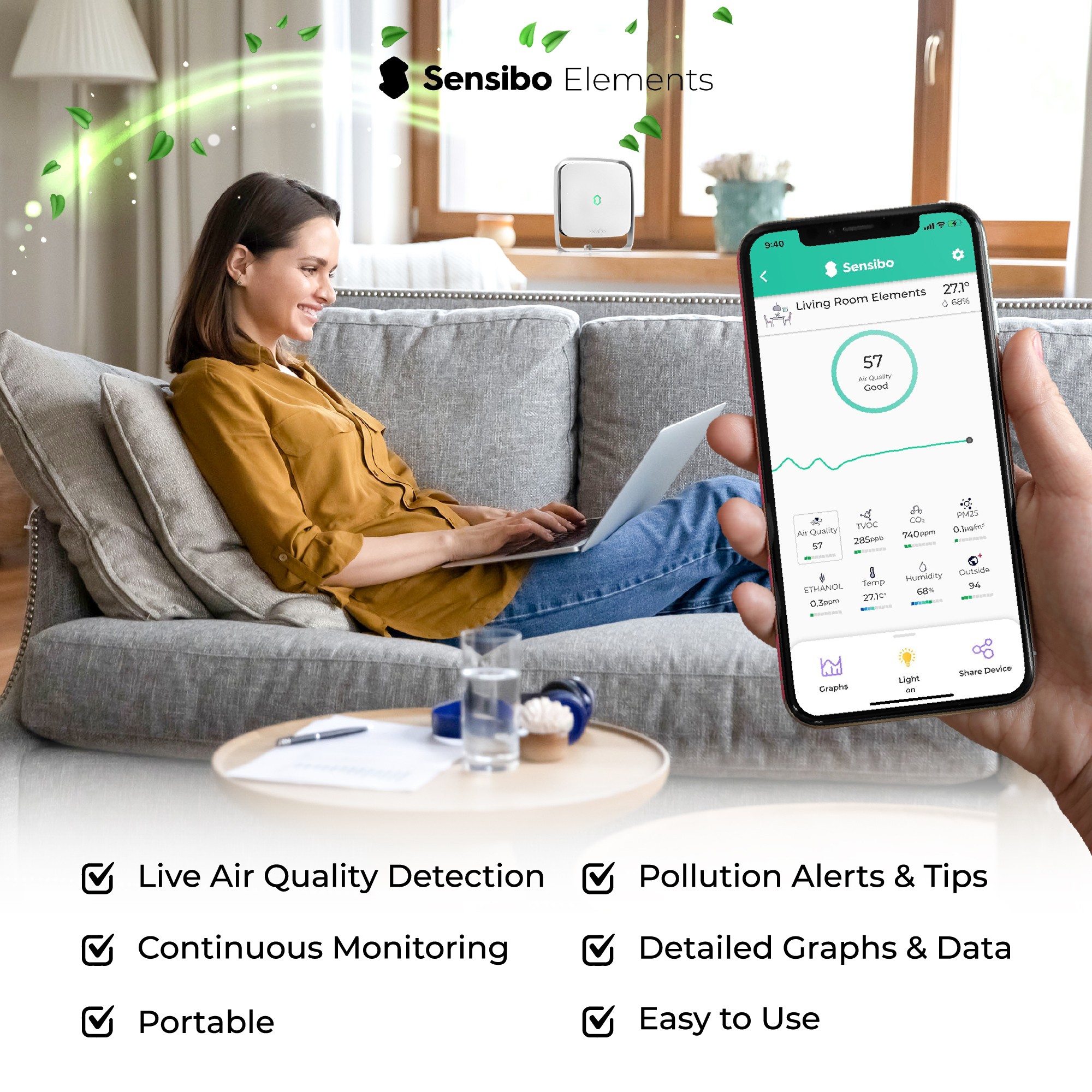 Sensibo Elements Wifi Indoor Air Quality Monitor